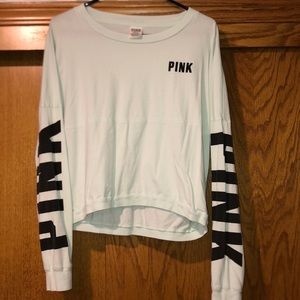 Mint colored PINK cropped long sleeve